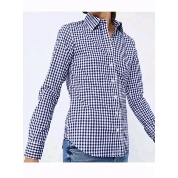 Untuckit Belleza Blue Checkered Gingham Long Sleeve Button Up Shirt Size 2 NEW - Picture 5 of 5